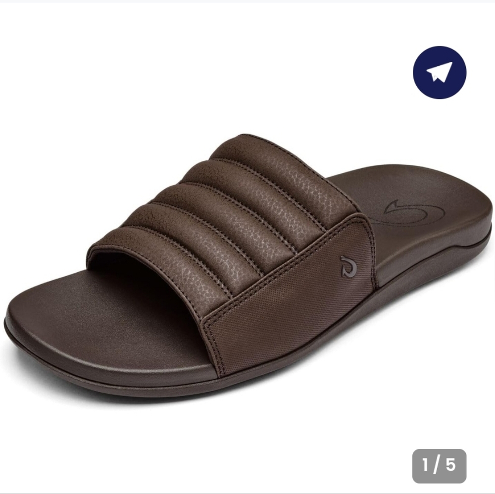 Olukai Brown Slide Sandals